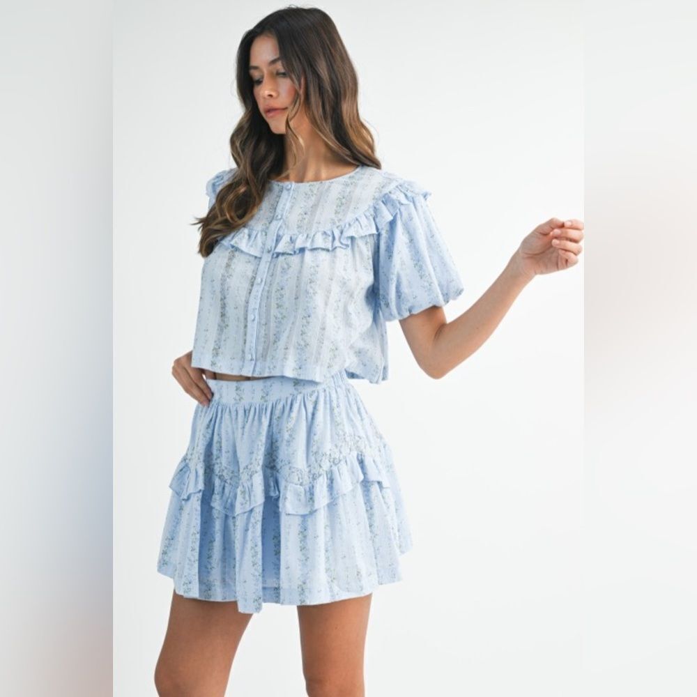 Light Blue Ruffled Two-Piece Set - Picture 6 of 16